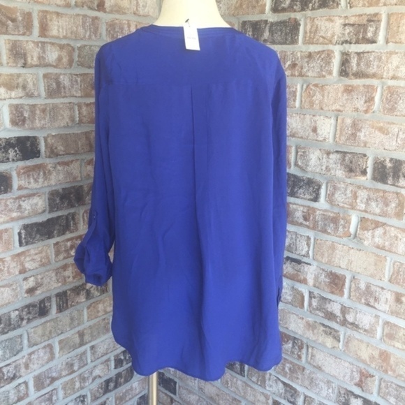 NWT Talbots 100% Silk Long Sleeves Blouse Blue L - Picture 4 of 7
